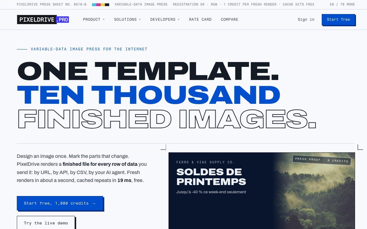 PixelDrive homepage: Image generation API by SynthCoder