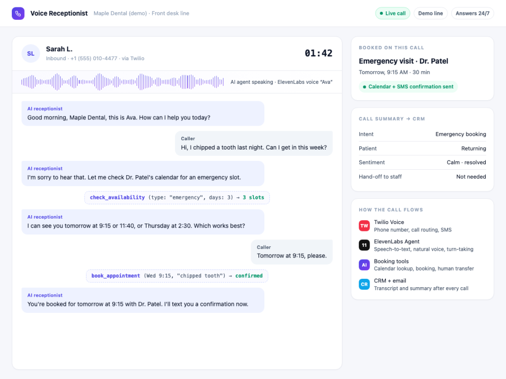 AI Voice Receptionist — AI Automation by SynthCoder